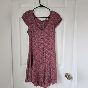 American Eagle Floral Button-Down Small Mini Pink Sundress